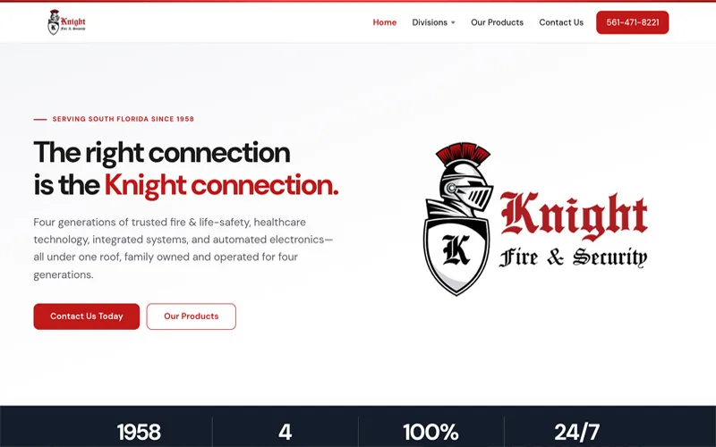 Knight Fire and Security website